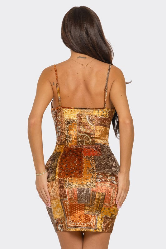 BOHO Velvet Mini Dress