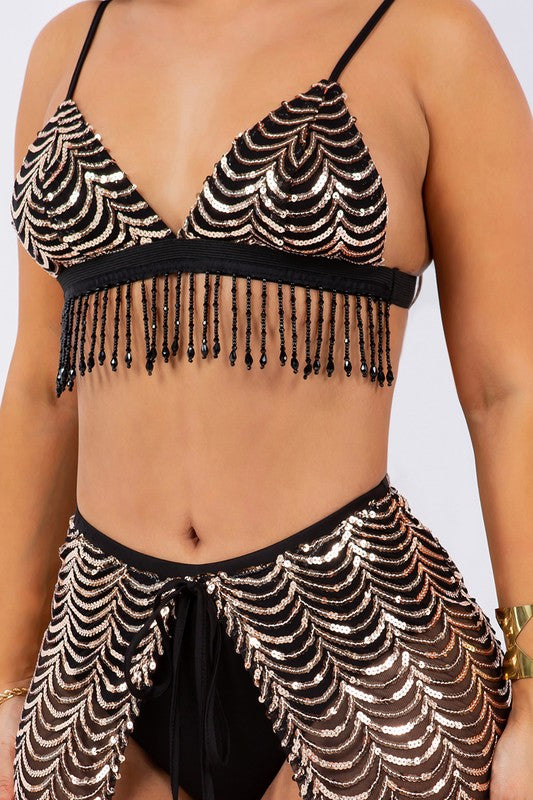 Sequin Rave Top And Skirt Set